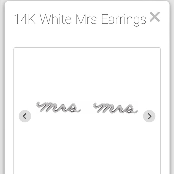 14k white gold friction post with back Mrs. Stud earrings - Picture 1 of 8